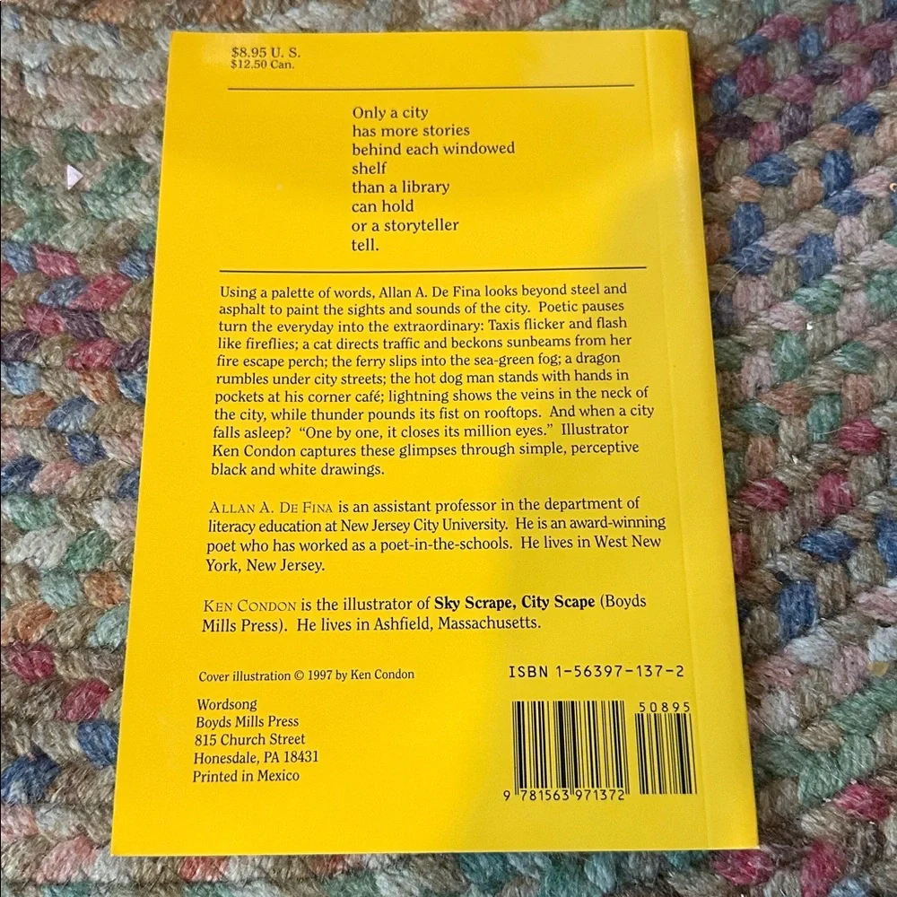 SIGNED When a City Leans Against the Sky Allan De Fina 1997 Poetry Book